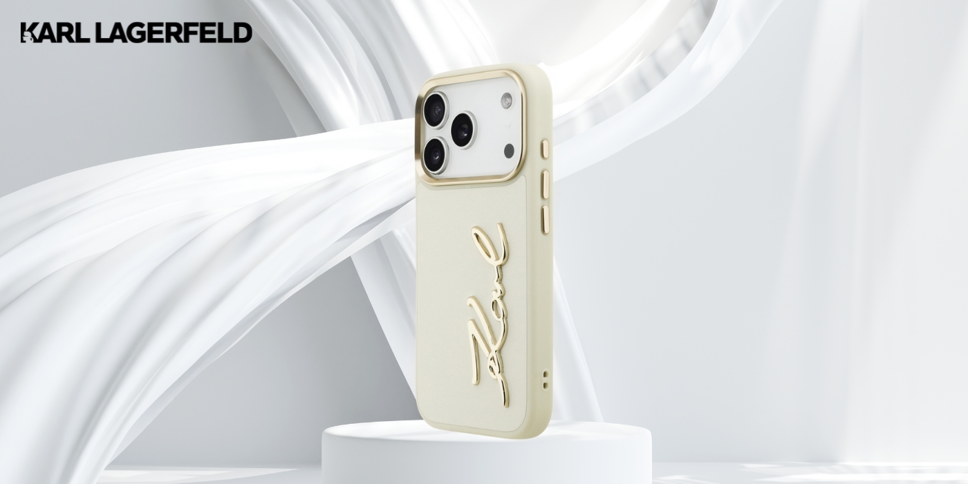 Karl Lagerfeld Karl Script Logo Dėklas skirtas Apple iPhone 17 Pro rusvai gelsvas aprašymas - Prekės nuotrauka