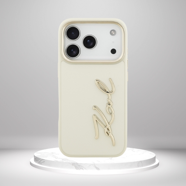 Karl Lagerfeld Karl Script Logo Dėklas skirtas Apple iPhone 17 Pro rusvai gelsvas aprašymas - Prekės nuotrauka