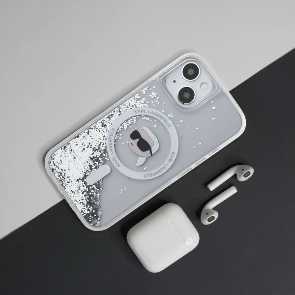 Karl Lagerfeld Liquid Glitter Choupette Head MagSafe Apple iPhone 13 Pro / 13 - dėklas telefonui skaidrus aprašymas - Prekės nuotrauka