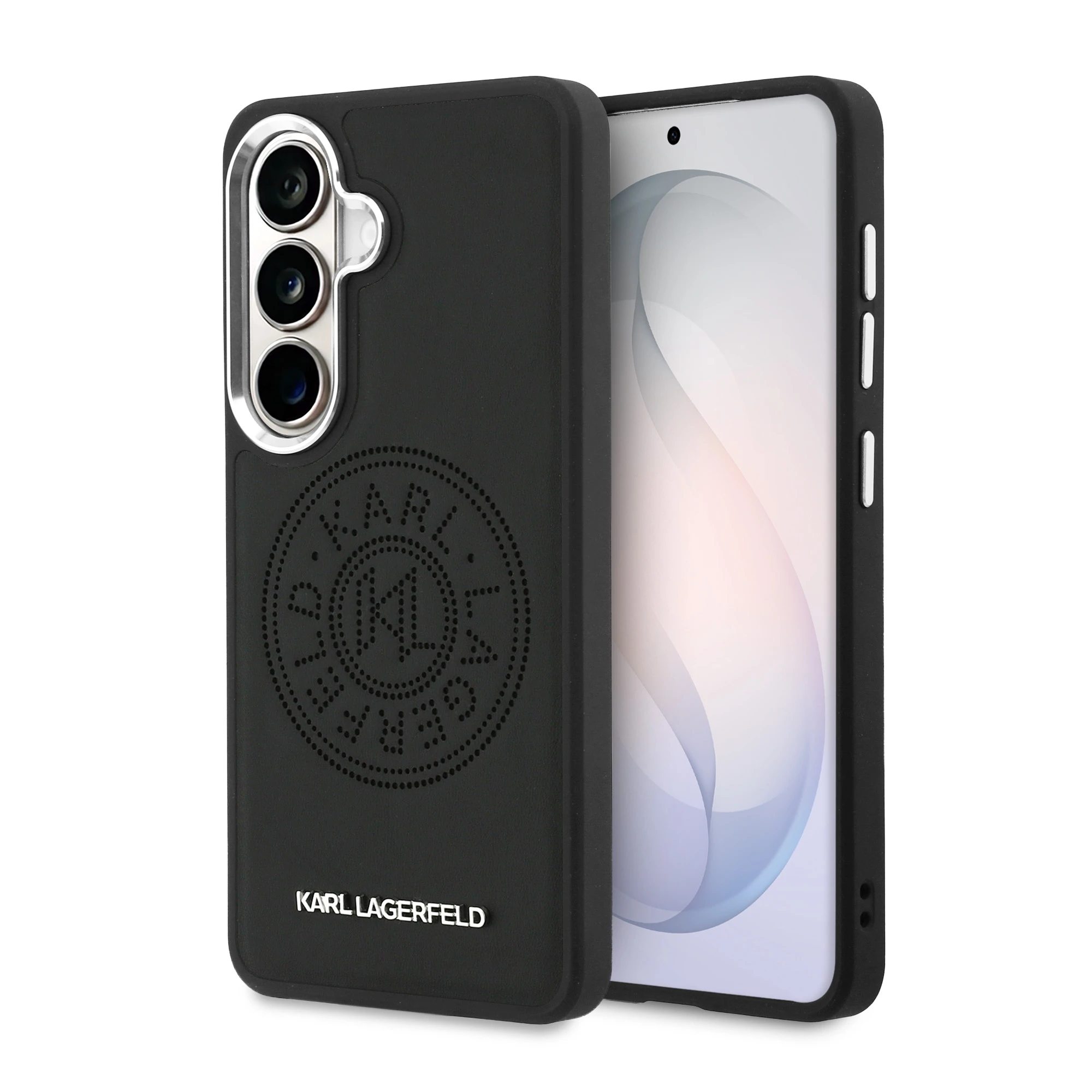 Karl Lagerfeld perforuotas KL MagSafe dėklas, skirtas „Samsung Galaxy S26“, juodas aprašymas - Prekės nuotrauka
