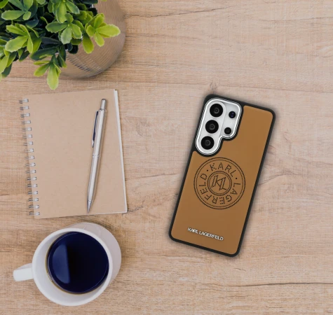 Karl Lagerfeld Perforuotas KL MagSafe dėklas, skirtas „Samsung Galaxy S26 Ultra“, rudas aprašymas - Prekės nuotrauka