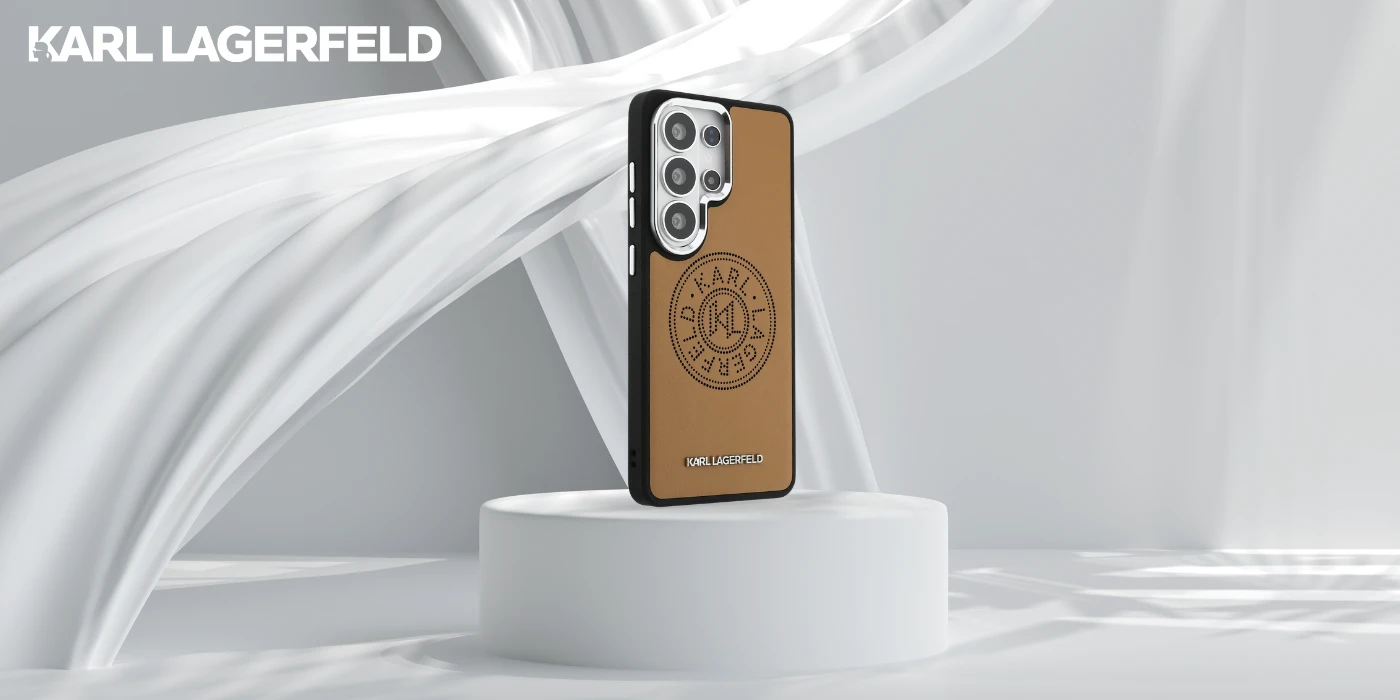 Karl Lagerfeld Perforuotas KL MagSafe dėklas, skirtas „Samsung Galaxy S26 Ultra“, rudas aprašymas - Prekės nuotrauka