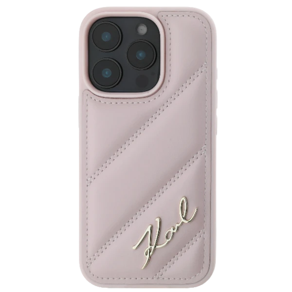 Karl Lagerfeld Quilted Signature Apple iPhone 16 - dėklas telefonui rožinės spalvos aprašymas - Prekės nuotrauka