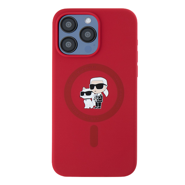 Karl Lagerfeld silikoninis Karl&Choupette Ring MagSafe Apple iPhone 15 Pro Max - dėklas telefonui raudonos spalvos aprašymas - Prekės nuotrauka