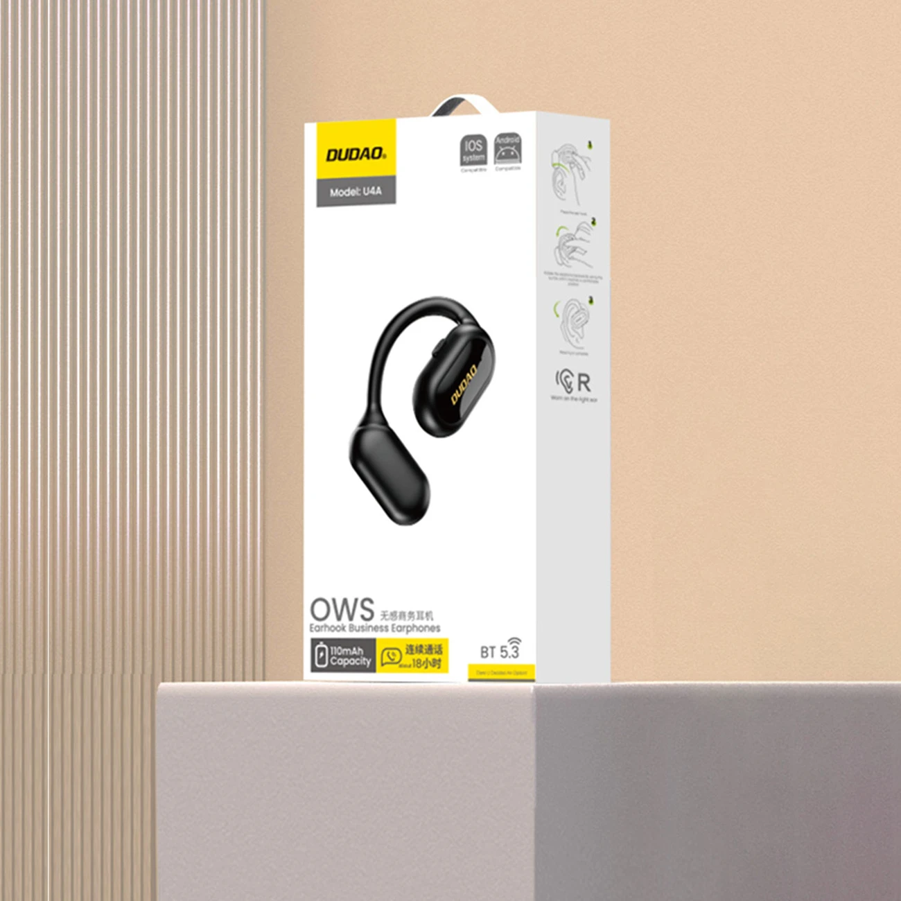 OWS Dudao U4A Bluetooth 5.3 IPX5 verslo ausinės - baltos spalvos aprašymas - Prekės nuotrauka OWS Dudao U4A Bluetooth 5.3 IPX5 verslo ausinės - baltos spalvos aprašymas - Prekės nuotrauka