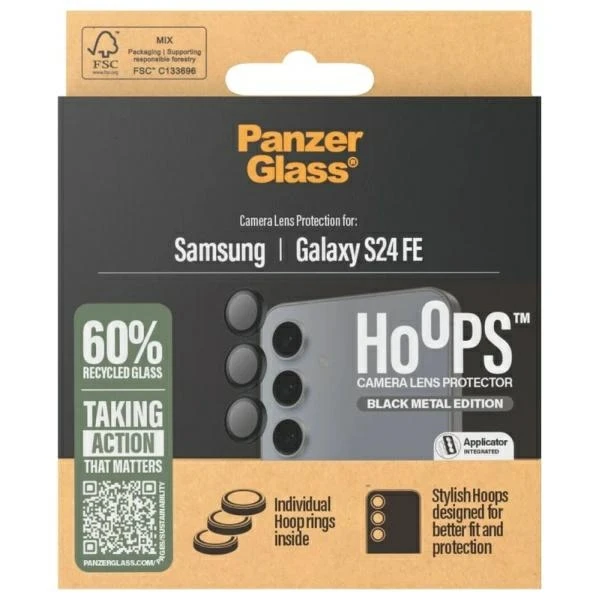 Panzer Glass PanzerGlass Hoops Kamera Samsung Galaxy S24 FE S721 juodas 1464 fotoaparato objektyvo apsauginis lankelis optiniai žiedai aprašymas - Prekės nuotrauka