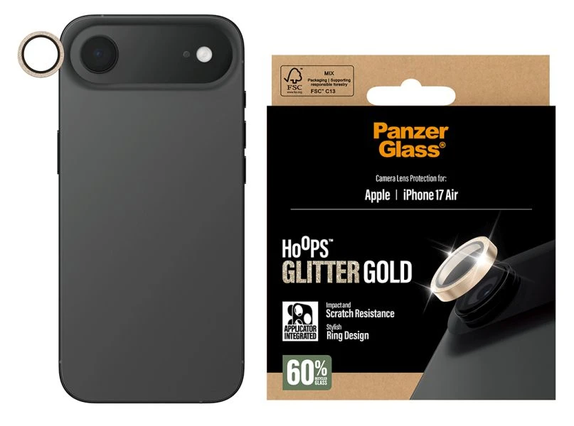 Panzer Glass Grūdintas stiklas na objektyvas PanzerGlass Hoops Glitter do iPhone Air auksinė aprašymas - Prekės nuotrauka