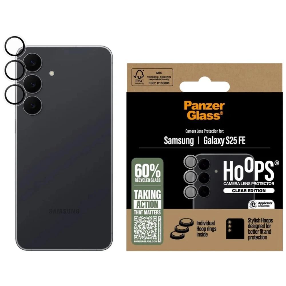 Panzer Glass Grūdintas stiklas na objektyvas PanzerGlass Hoops Lens Protector do Samsung Galaxy S25 FE permatomas aprašymas - Prekės nuotrauka