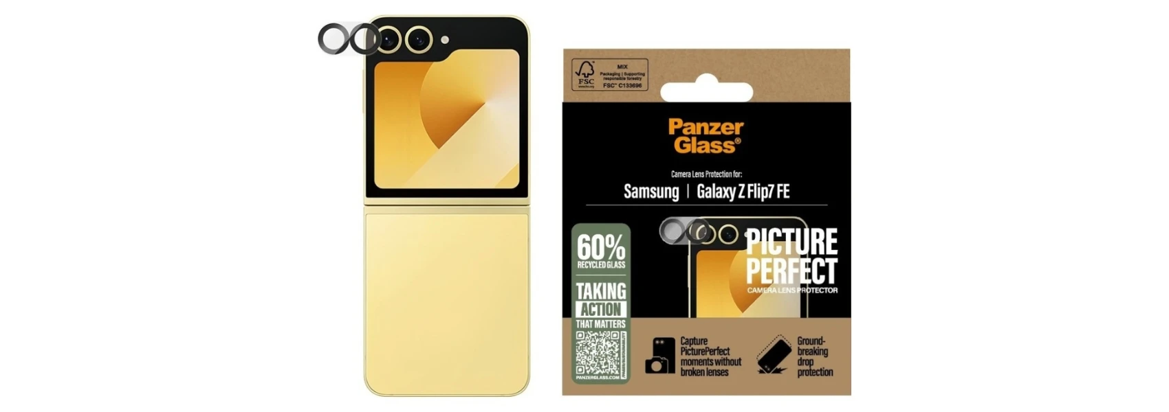 Panzer Glass Grūdintas stiklas na objektyvas PanzerGlass PicturePerfect do Samsung Galaxy Z Flip7 FE aprašymas - Prekės nuotrauka
