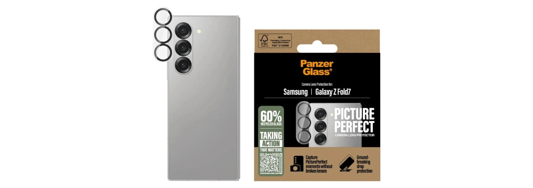Panzer Glass Grūdintas stiklas fotoaparato objektyvui PanzerGlass PicturePerfect, skirtas Samsung Galaxy Z Fold7 aprašymas - Prekės nuotrauka