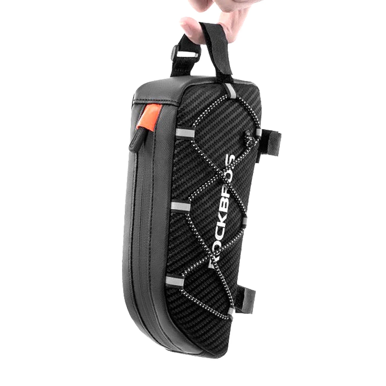 Rockbros 039BK bicycle frame bag 1 l with braid – juodos spalvos aprašymas - Prekės nuotrauka