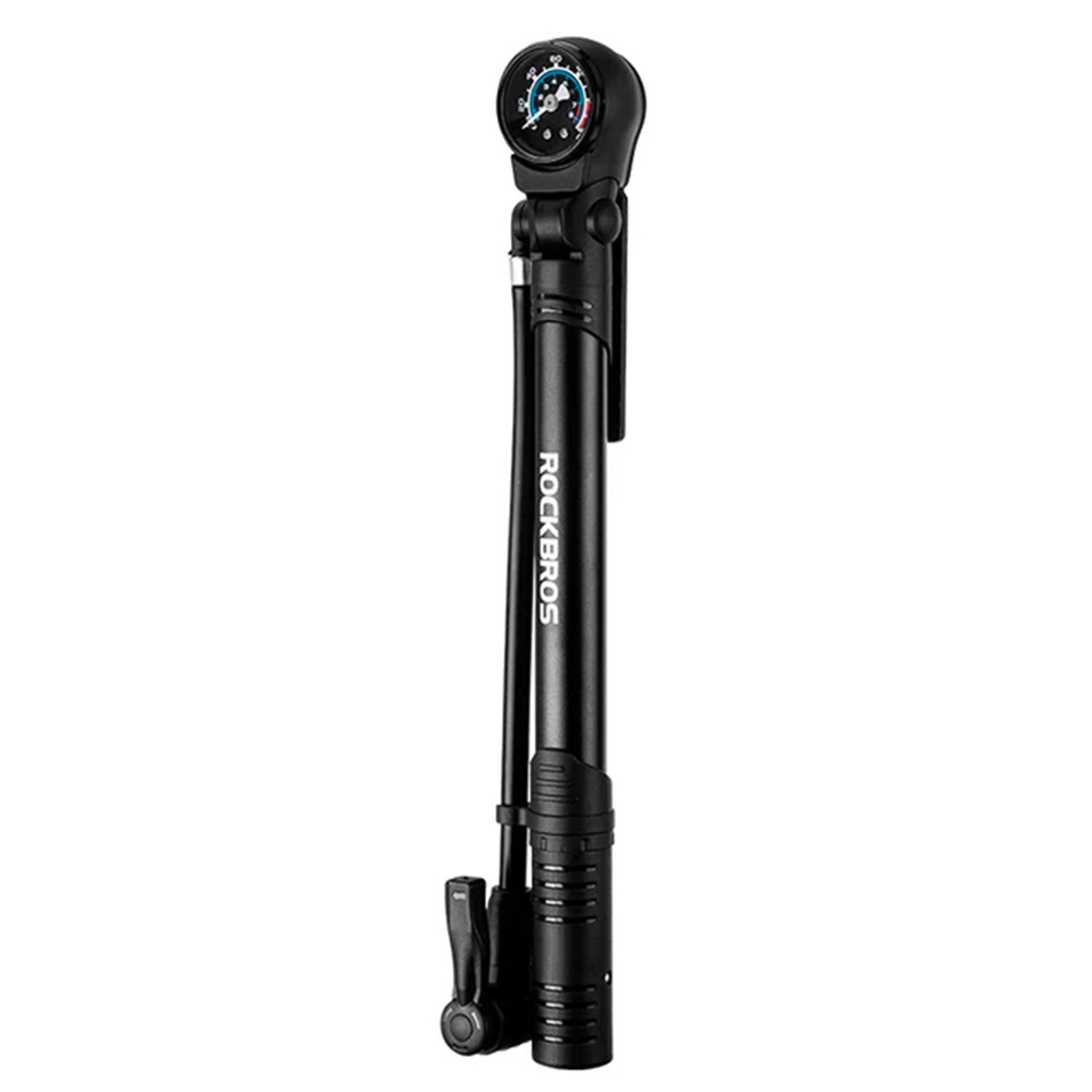 Rockbros 42310006001 bicycle pompa with pressure gauge – juodos spalvos aprašymas - Prekės nuotrauka