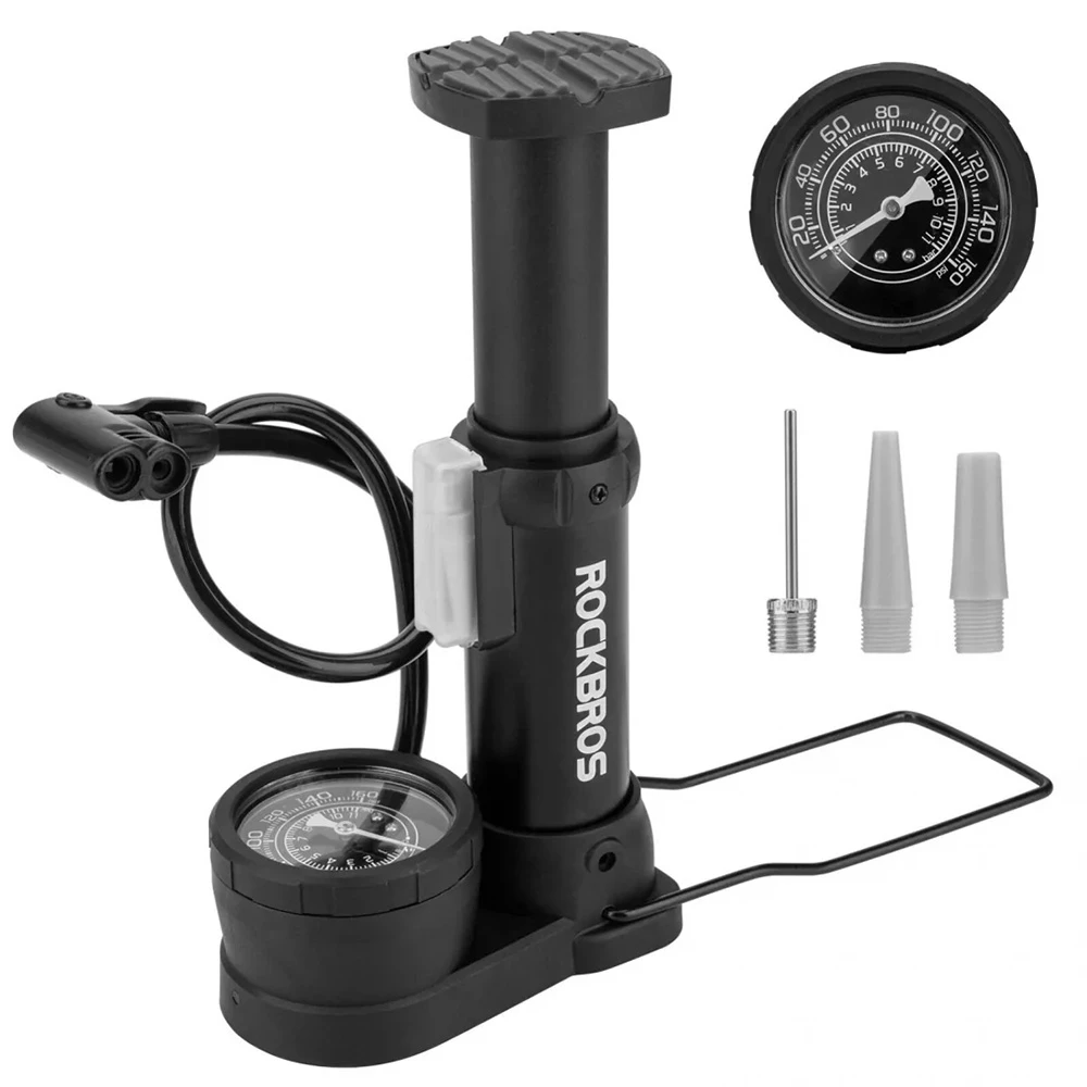 Rockbros 42610002001 floor bicycle pompa with pressure gauge – juodos spalvos aprašymas - Prekės nuotrauka
