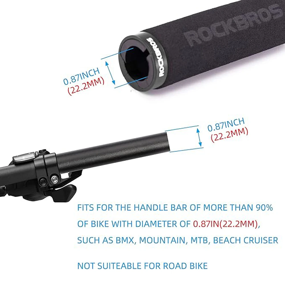 Rockbros BT1001BKBK sponge bicycle handlebar grips – juodos spalvos aprašymas - Prekės nuotrauka