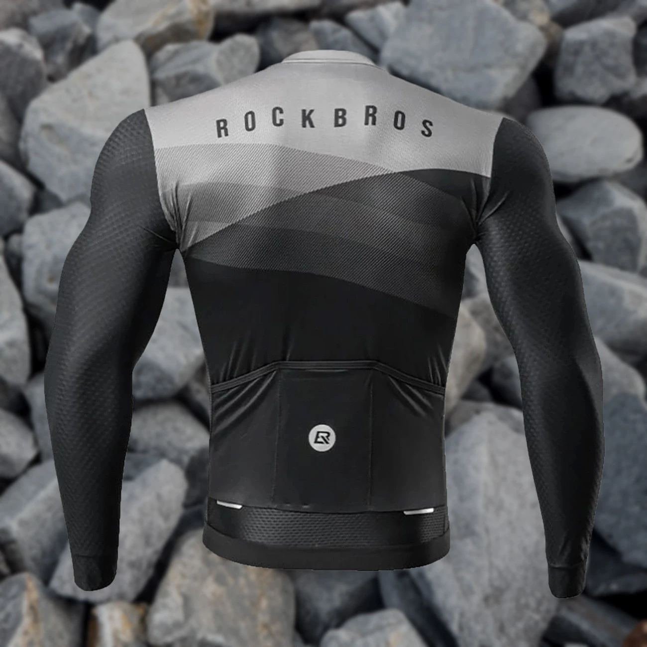 Rockbros cycling jersey 15120009004 long sleeve spring/summer XL – juodos spalvos aprašymas - Prekės nuotrauka