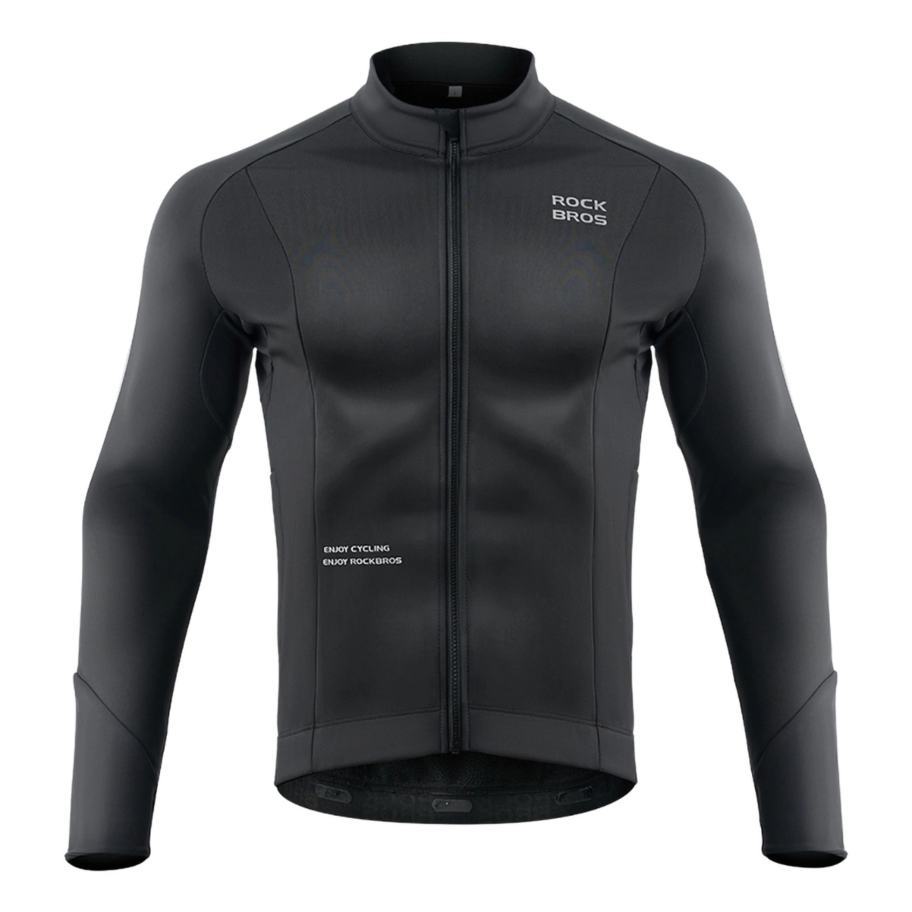 Rockbros cycling jersey 15400002003 long sleeve fall/winter L – juodos spalvos aprašymas - Prekės nuotrauka