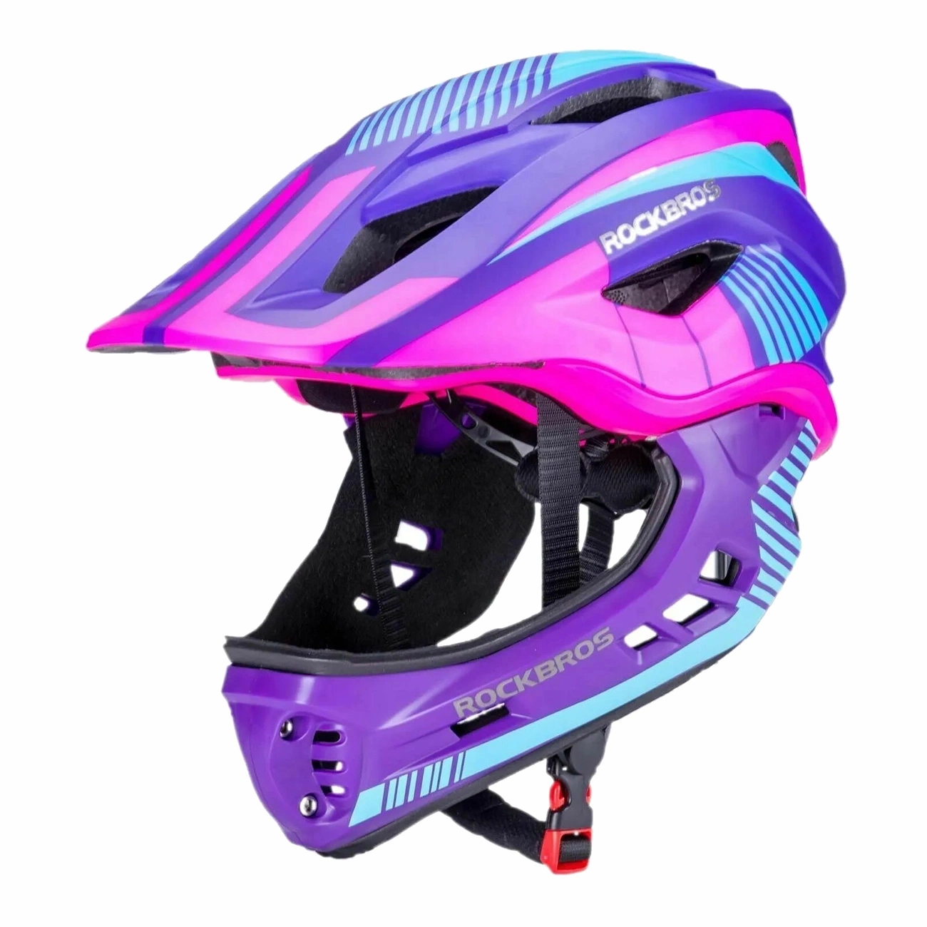 Rockbros TT-32SBPP-S vaikiškas dviračio šalmas su nuimamu smakro juosta, S dydis - purpurinė-rožinė aprašymas - Prekės nuotrauka Rockbros TT-32SBPP-S vaikiškas dviračio šalmas su nuimamu smakro juosta, S dydis - purpurinė-rožinė aprašymas - Prekės nuotrauka