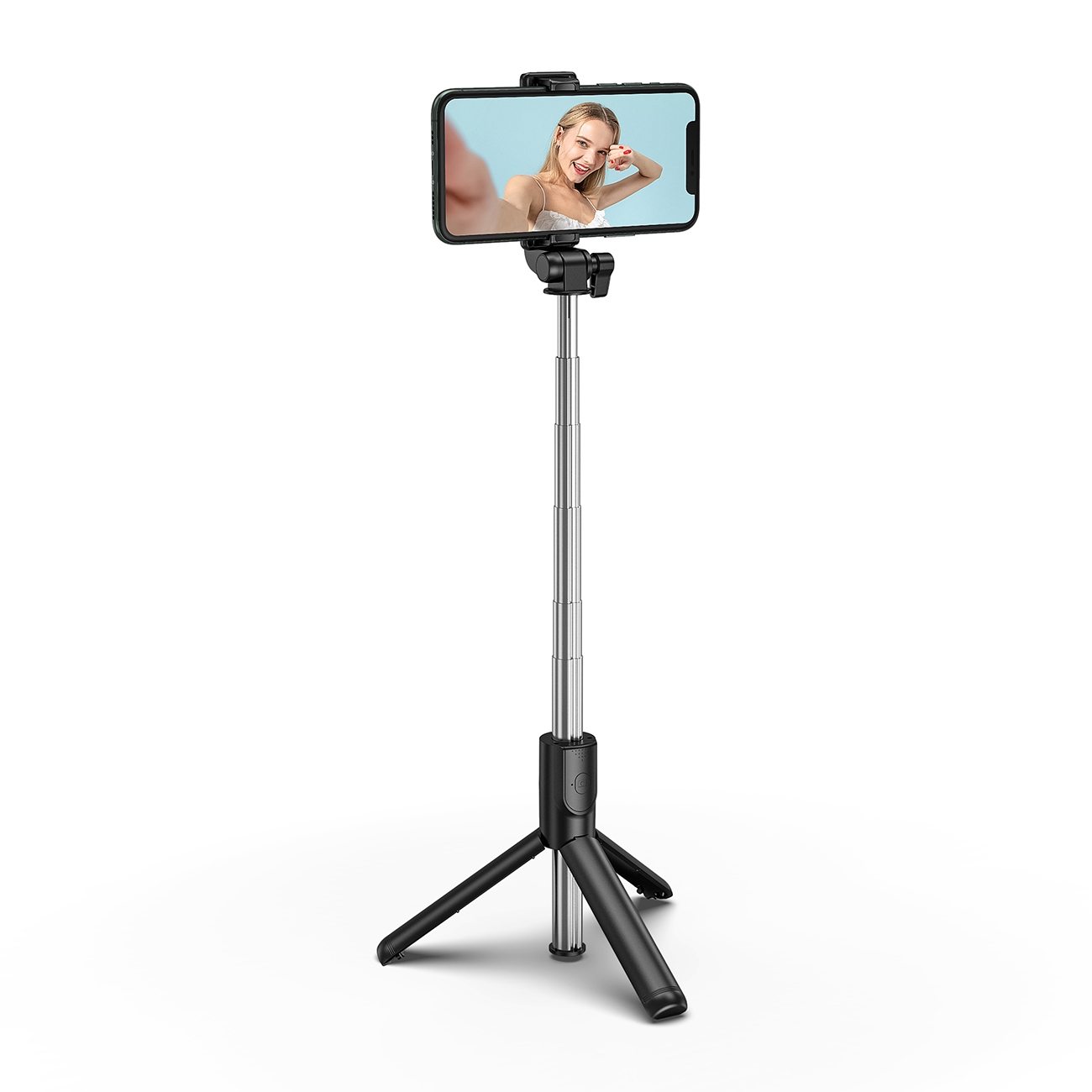 Wozinsky Selfie stick WHS1Y telescopic tripod 1m with phone holder - juodas aprašymas - Prekės nuotrauka