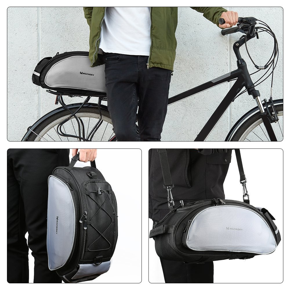 Wozinsky bike carrier bag with shoulder strap 13l juodos spalvos (WBB1BK) aprašymas - Prekės nuotrauka Wozinsky bike carrier bag with shoulder strap 13l juodos spalvos (WBB1BK) aprašymas - Prekės nuotrauka