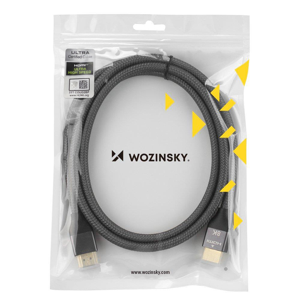 Wozinsky HDMI 2.1 Cable 8K 60 Hz 48 Gbps / 4K 120 Hz / 2K 144 Hz 1 m Sidabrinis (WHDMI-10) aprašymas - Prekės nuotrauka