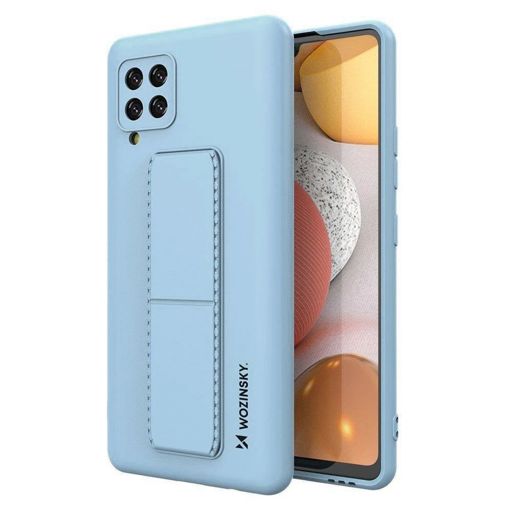 Wozinsky silikoninis su stoveliu Samsung Galaxy A42 5G dėklas telefonui žydros spalvos aprašymas - Prekės nuotrauka