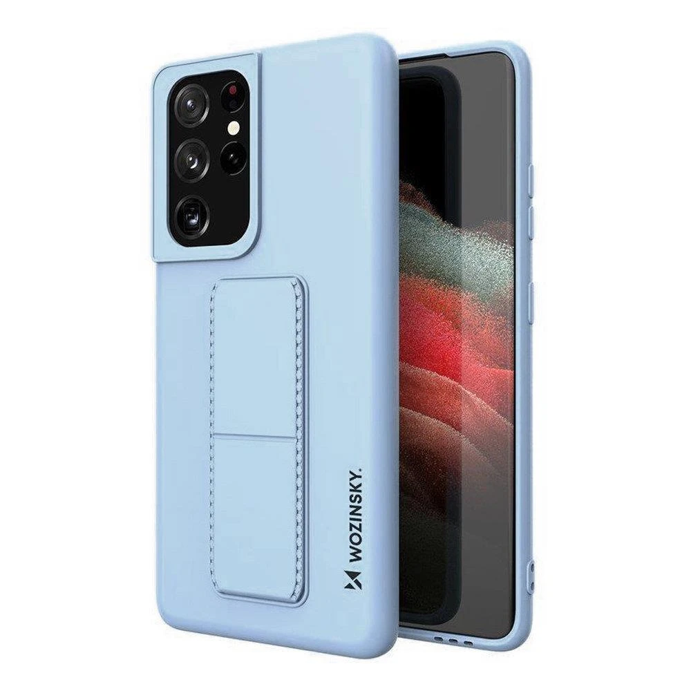 Wozinsky silikoninis su stoveliu Samsung Galaxy S21 Ultra 5G dėklas telefonui žydros spalvos aprašymas - Prekės nuotrauka