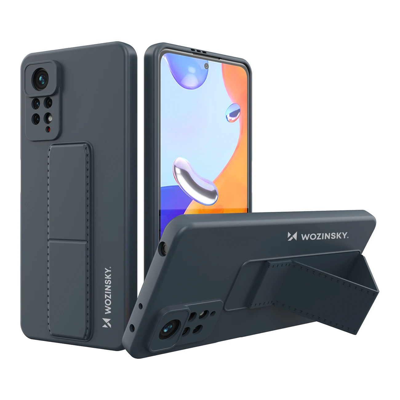 Wozinsky Kickstand silikoninis su stoveliu Xiaomi Redmi Note 11 Pro dėklas telefonui mėlynos spalvos aprašymas - Prekės nuotrauka