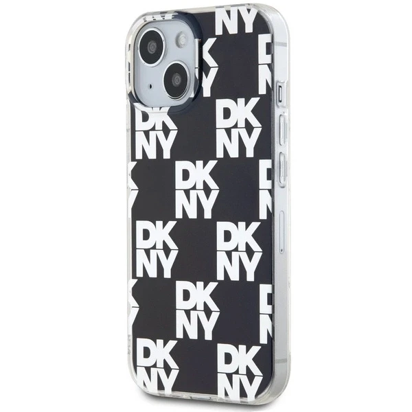DKNY DKHCP15MHDLCEK Apple iPhone 15 Plus 14 Plus 6.7 inch juodos spalvos kietas dėklas IML Checkered Mono Pattern