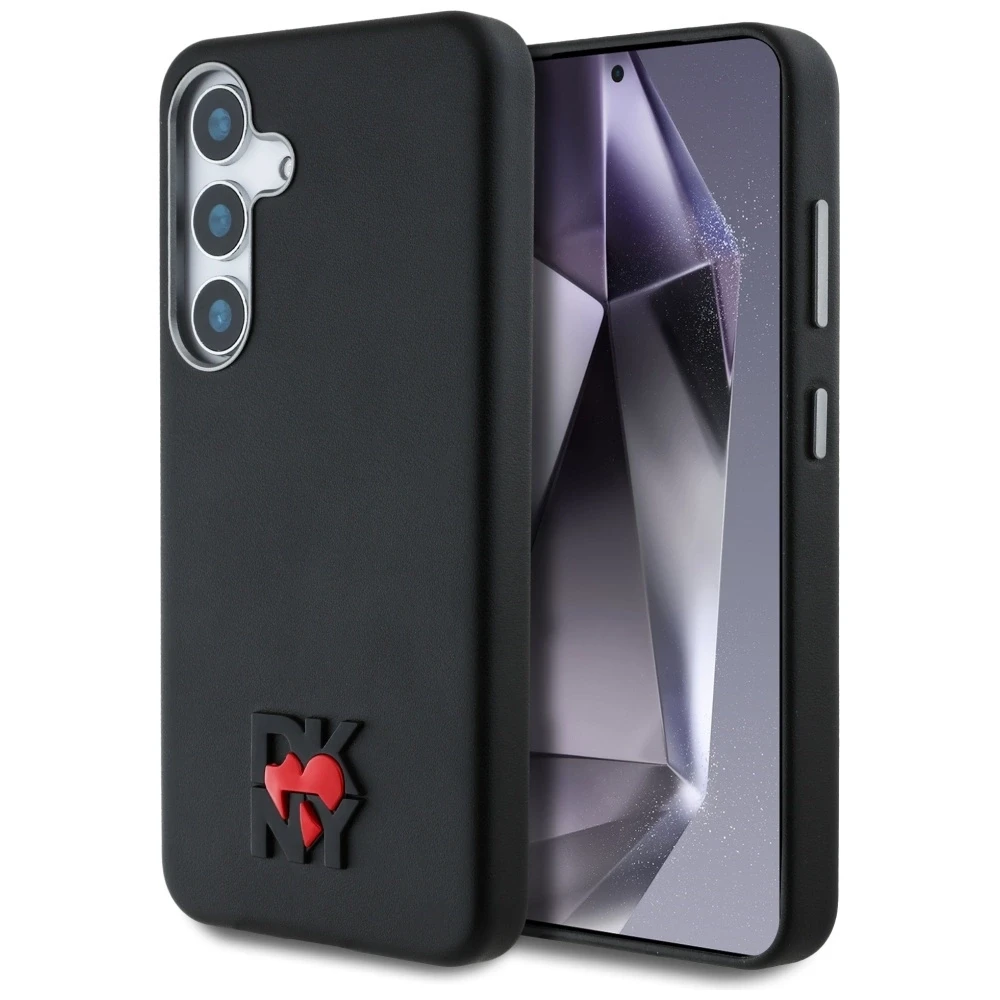 Dėklas DKNY Leather Heart of NY Samsung Galaxy S25 juodos spalvos