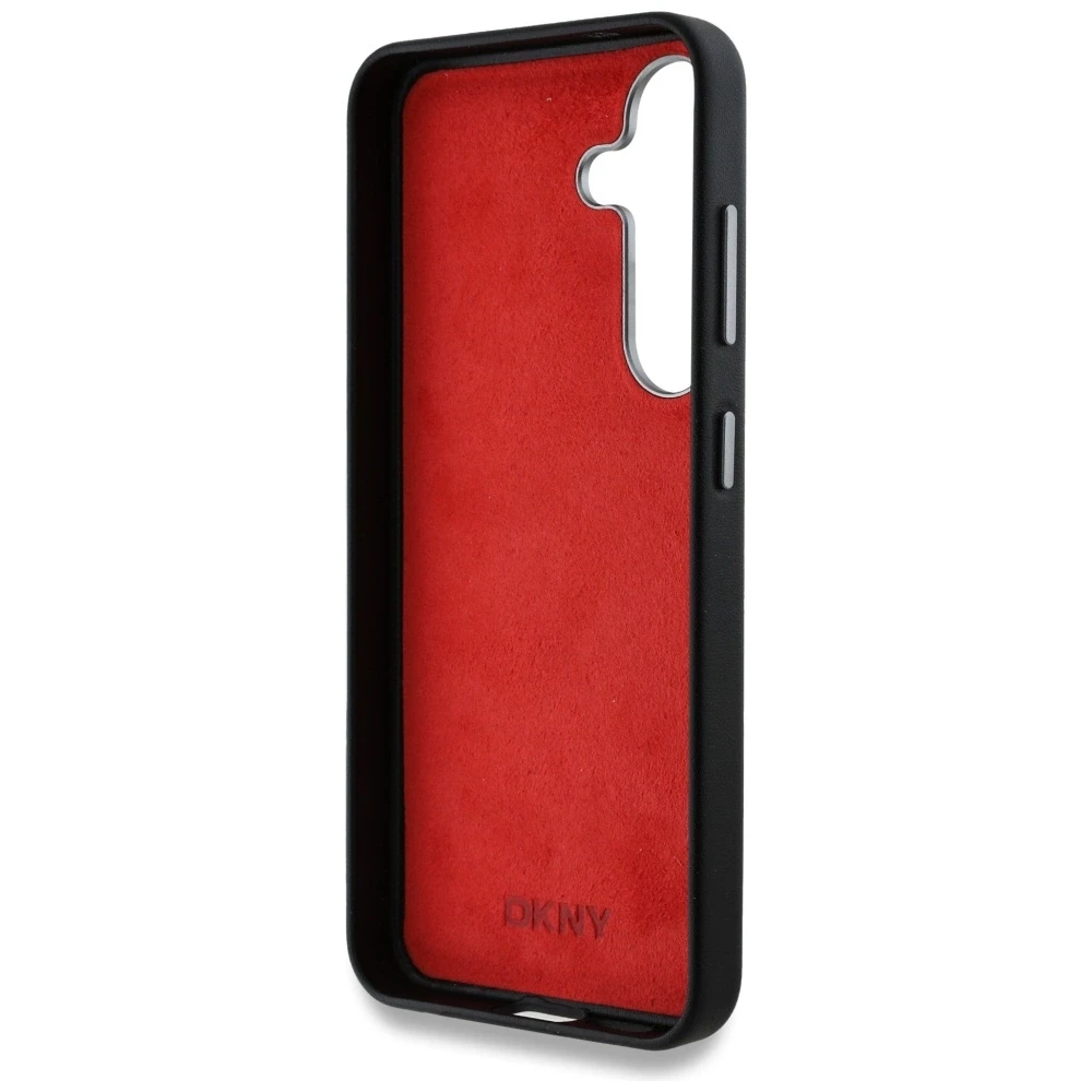 Dėklas DKNY Leather Heart of NY Samsung Galaxy S25 juodos spalvos
