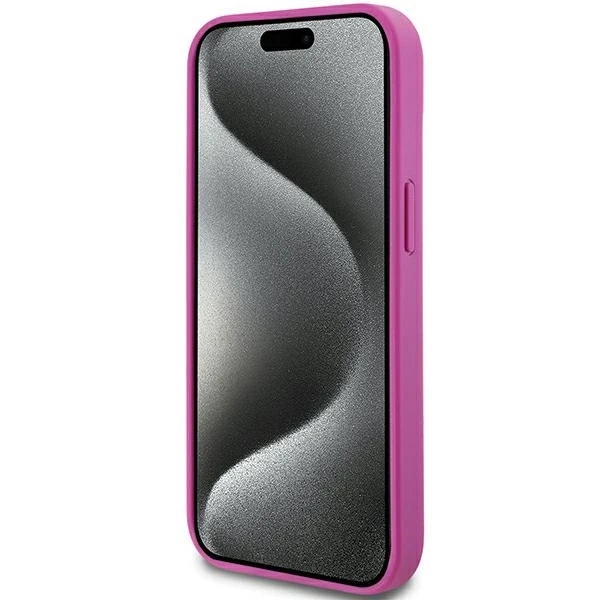 Apple iPhone 13 / 14 / 15 DKNY odinis dėklas Pattern Metal Logo MagSafe (DKHMP15SPSHRPSP) rožinės spalvos