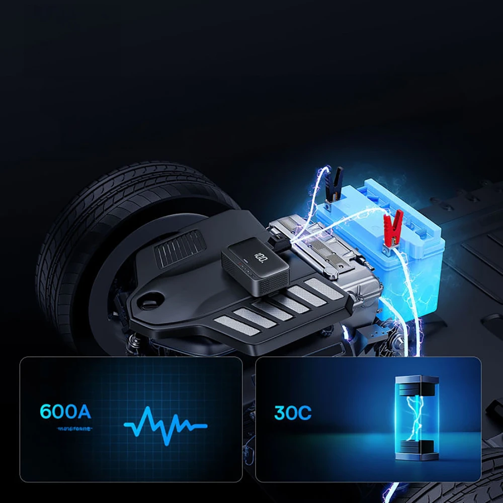 Drėkintuvas Powerbank/Car Jump Starter Baseus Super Energy, 600A (juoda)
