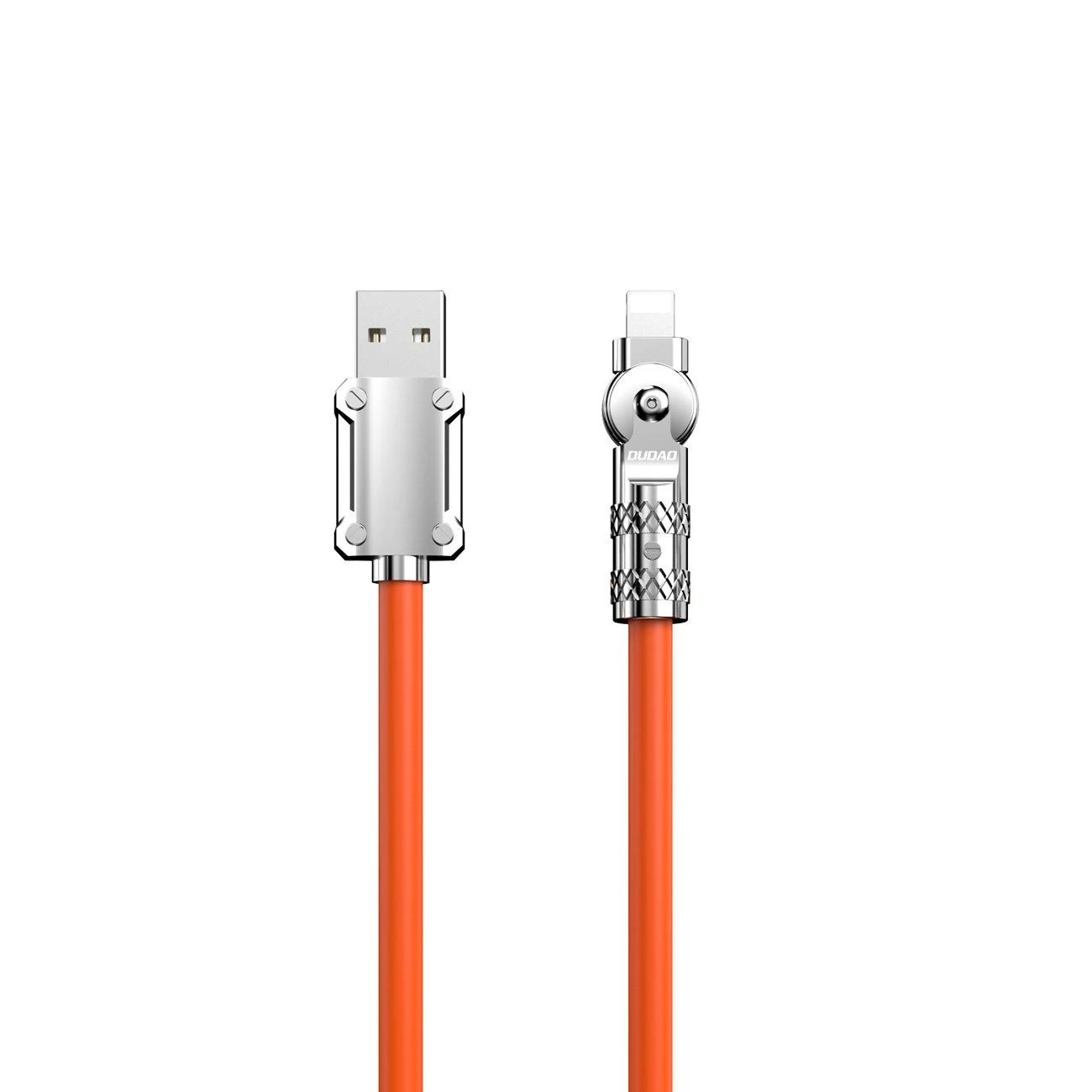 Dudao L24AL USB-A – Lightning kampinis kabelis su 180° rotation 30W 1m – oranžinės spalvos