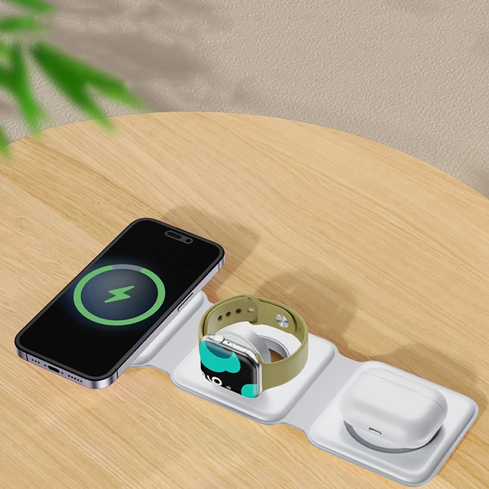 Įkroviklis indukcinė 3w1 Dudao A11N 15W - balta + kabelis USB-C / USB-C