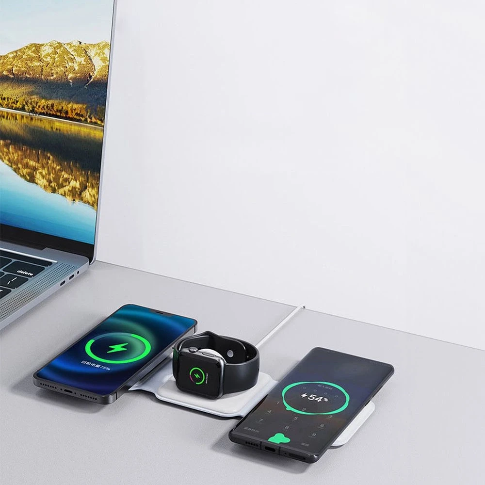 Įkroviklis indukcinė 3w1 Dudao A11N 15W - balta + kabelis USB-C / USB-C