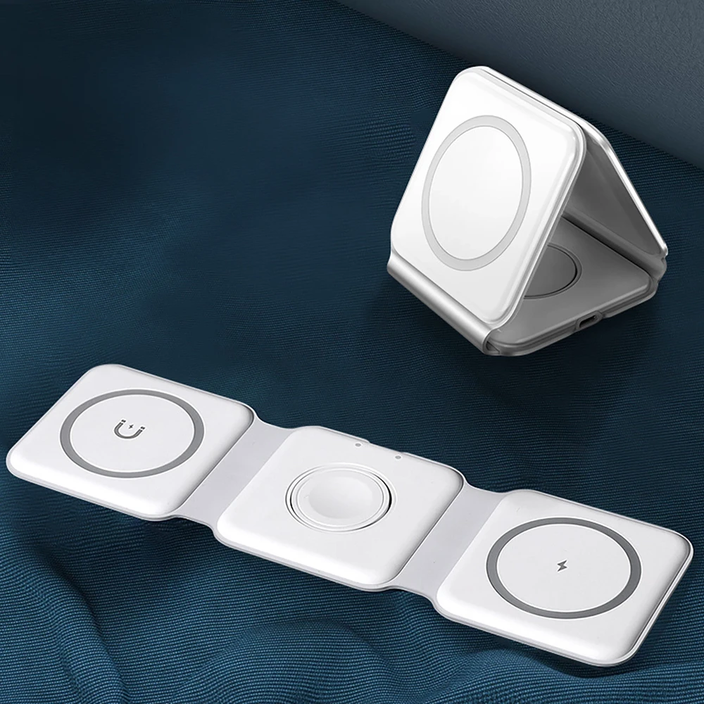 Įkroviklis indukcinė 3w1 Dudao A11N 15W - balta + kabelis USB-C / USB-C