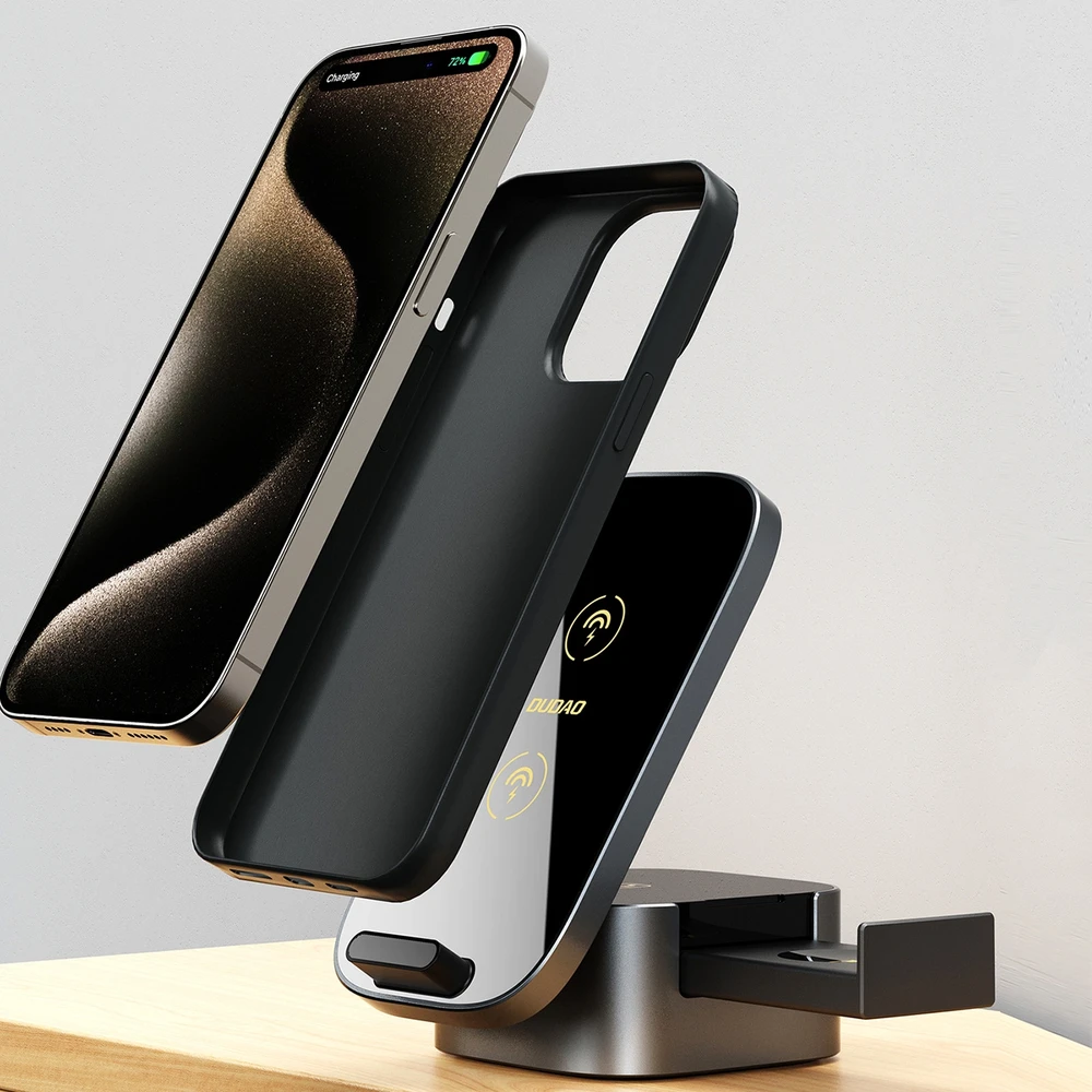 Dudao A11Pro+ 15W 3in1 belaidis įkroviklis skirtas Phone/Išmanusis laikrodis/Headphones – juodos spalvos
