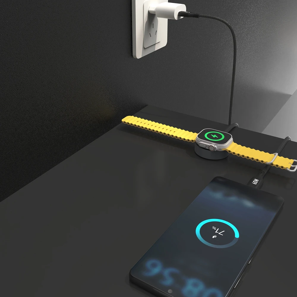 Dudao A12MaxC PD60W 2-in-1 Charger for Apple Watch / USB-C – juodos spalvos
