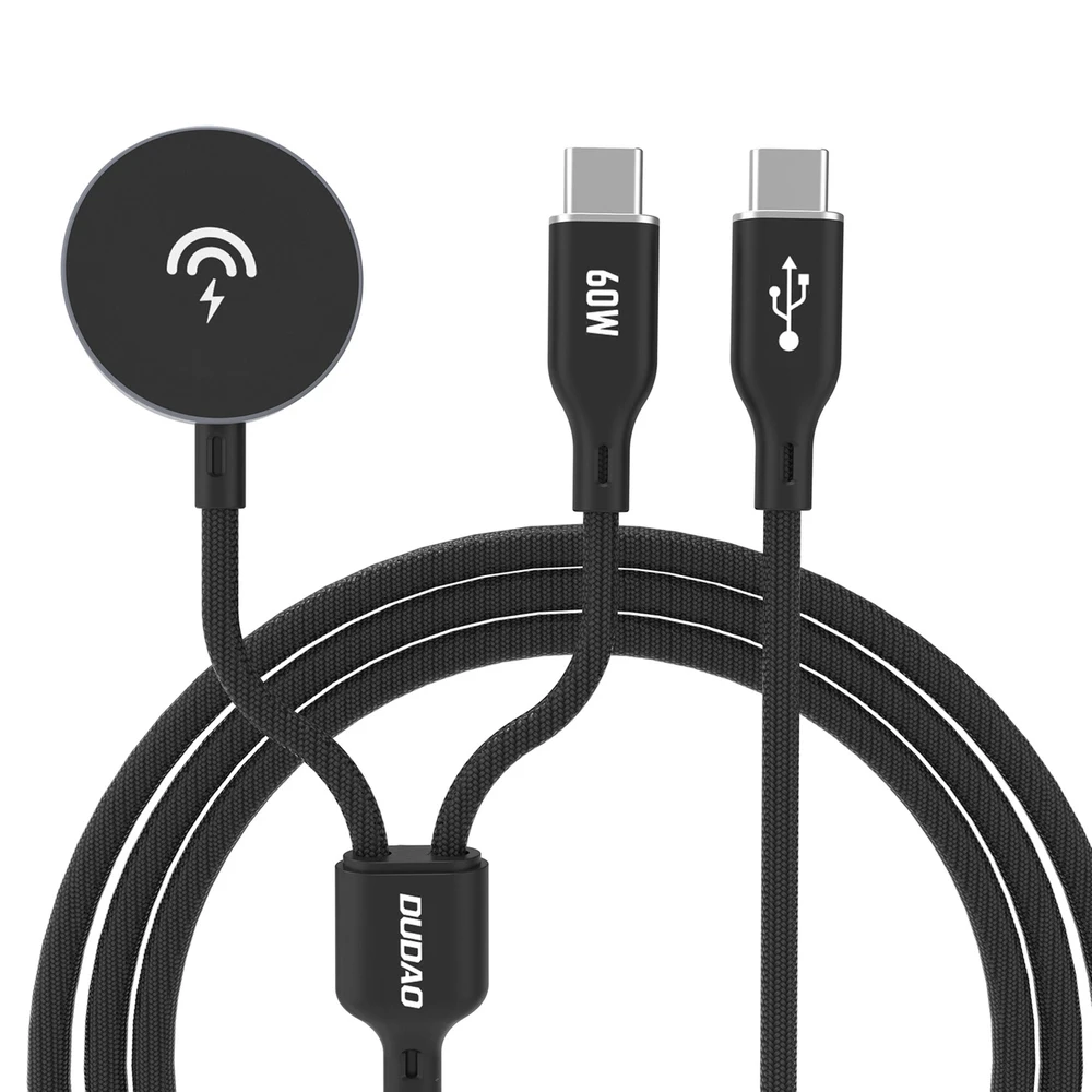 Dudao A12MaxC PD60W 2-in-1 Charger for Apple Watch / USB-C – juodos spalvos