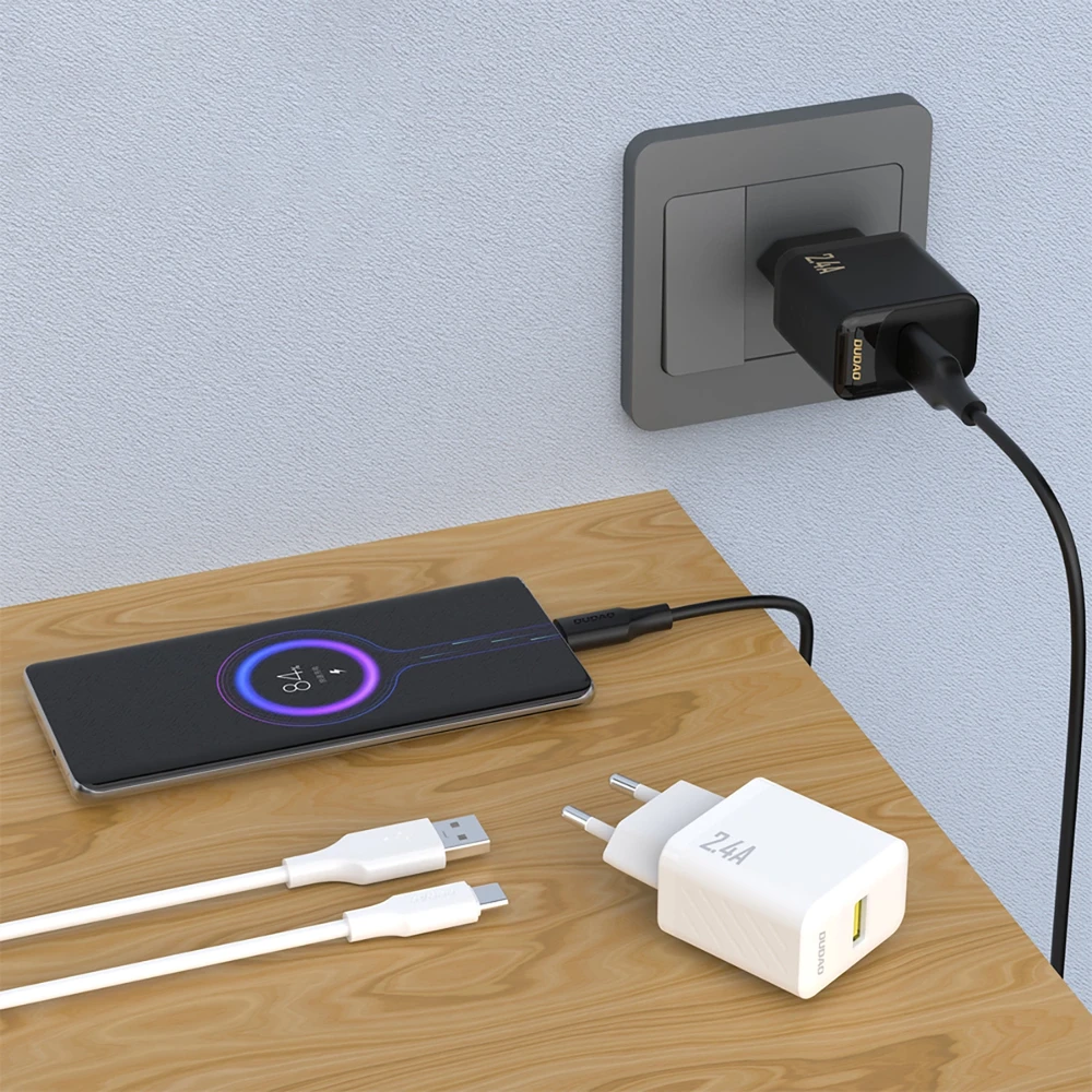Dudao A23 2.4A USB-A įkroviklis – baltos spalvos