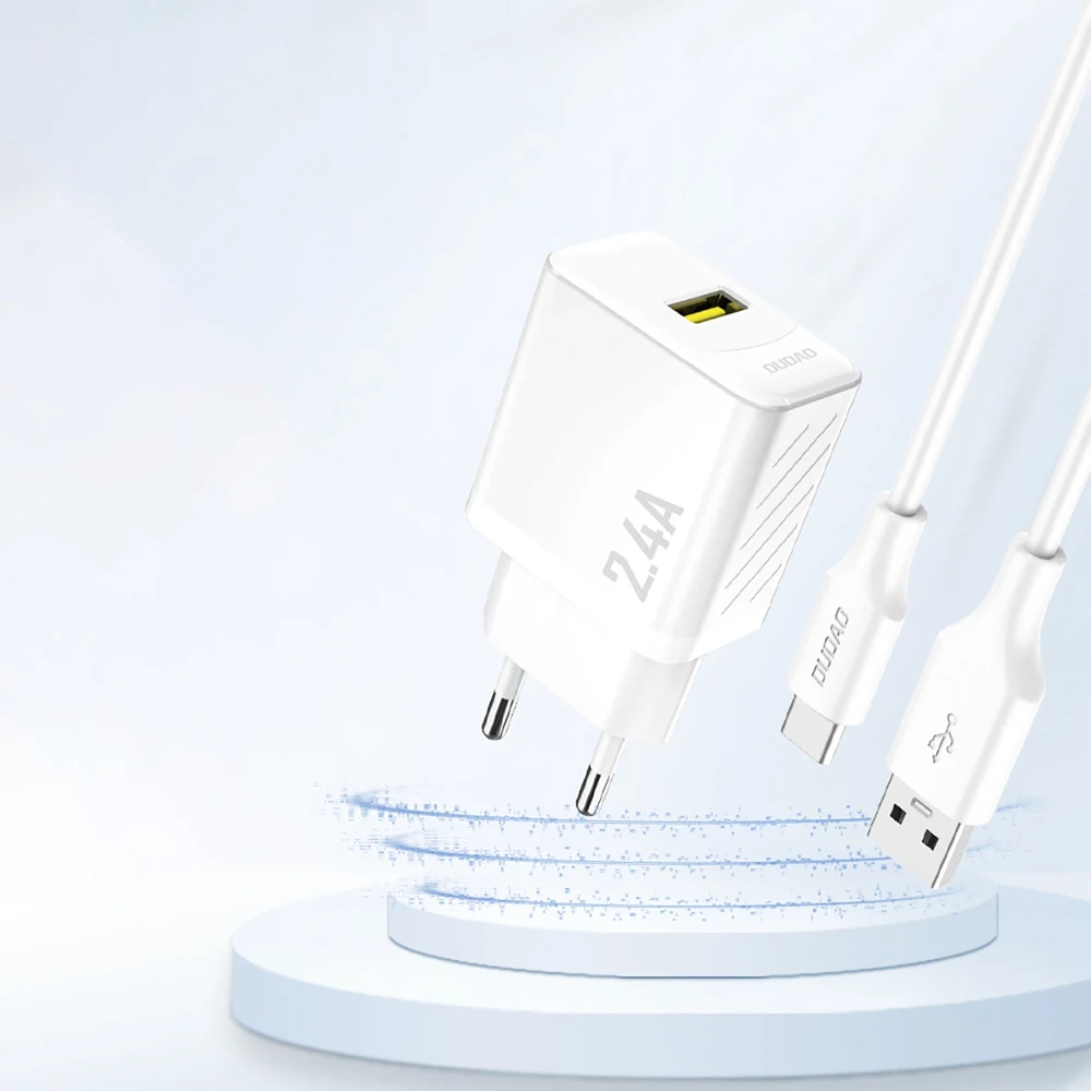 Dudao A23 2.4A USB-A įkroviklis – baltos spalvos