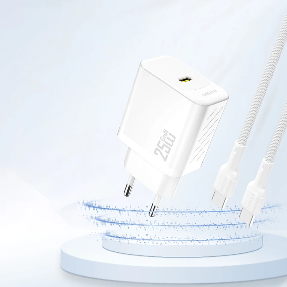 Dudao A27 25W GaN USB-C laidinis įkroviklis – baltos spalvos