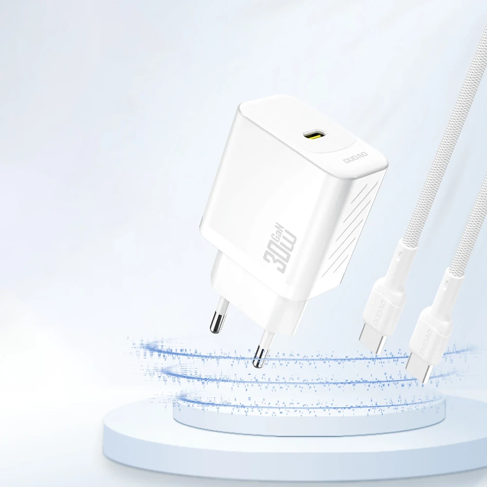 Dudao A27P 30W PD GaN USB-C laidinis įkroviklis – baltos spalvos