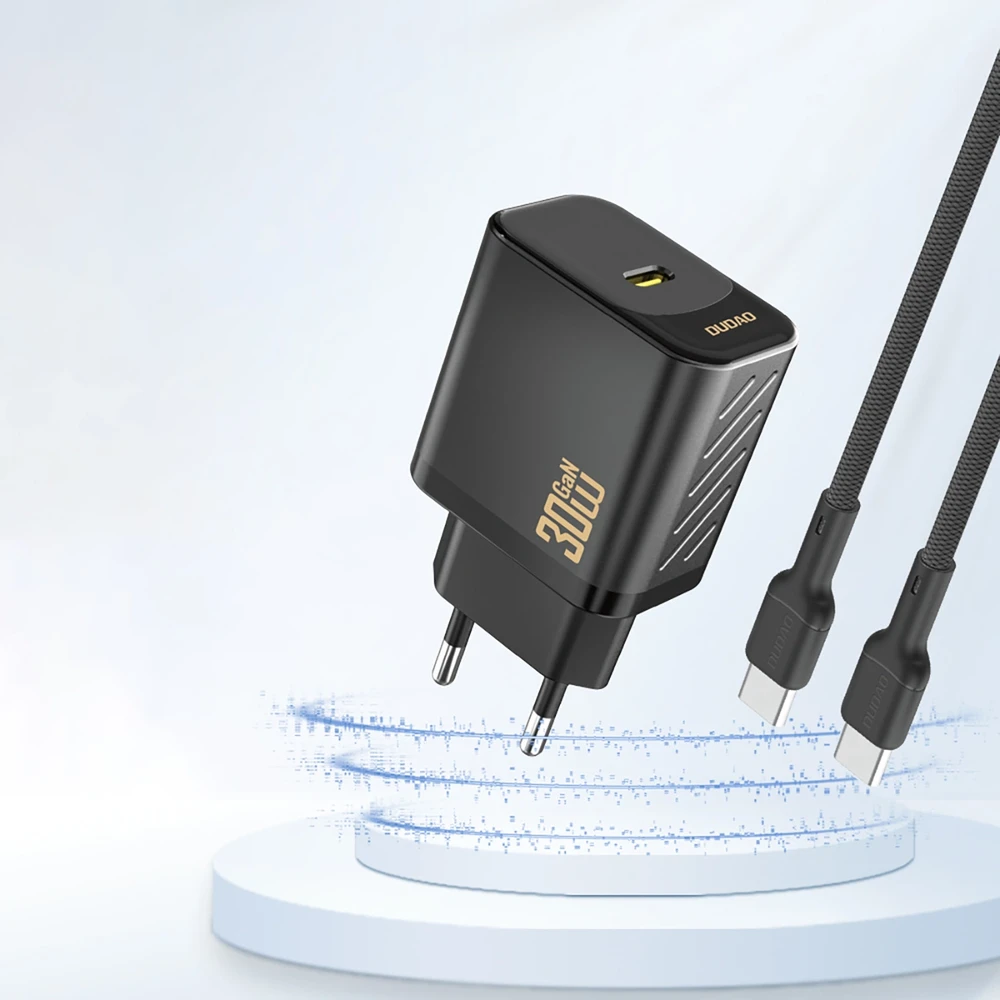 Dudao A27P 30W PD GaN USB-C laidinis įkroviklis – juodos spalvos