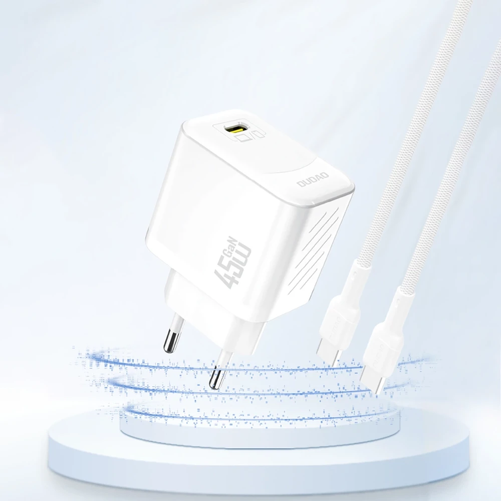 Dudao A28 45W GaN USB-C laidinis įkroviklis – baltos spalvos