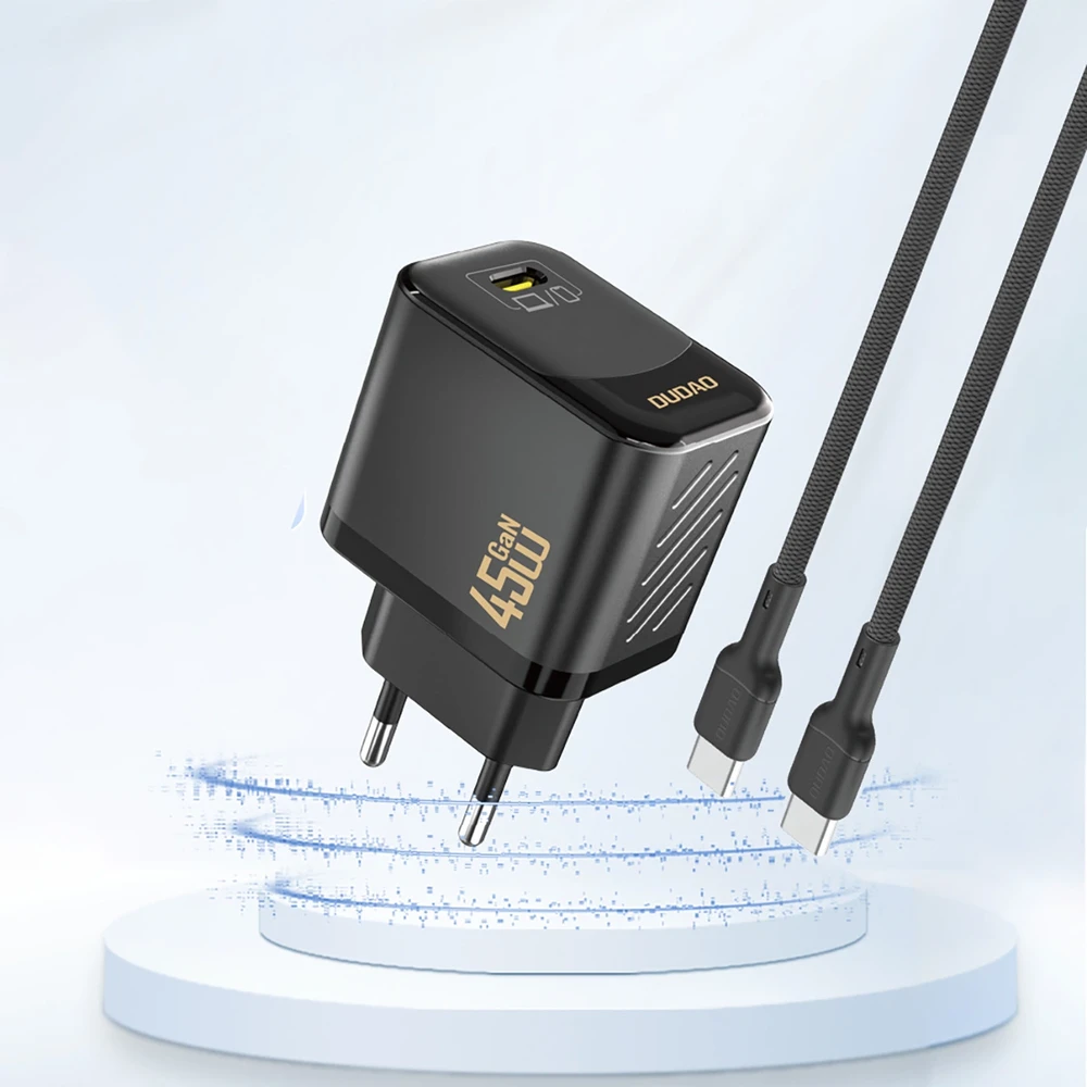 Dudao A28 45W GaN USB-C laidinis įkroviklis – juodos spalvos