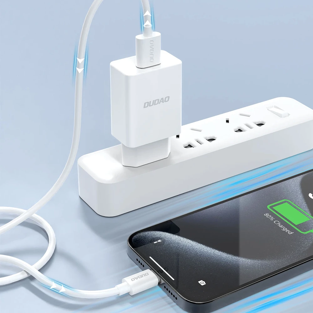 Įkroviklis Dudao (A4EU) + type-C kabelis (1xUSB 2.1A) baltas