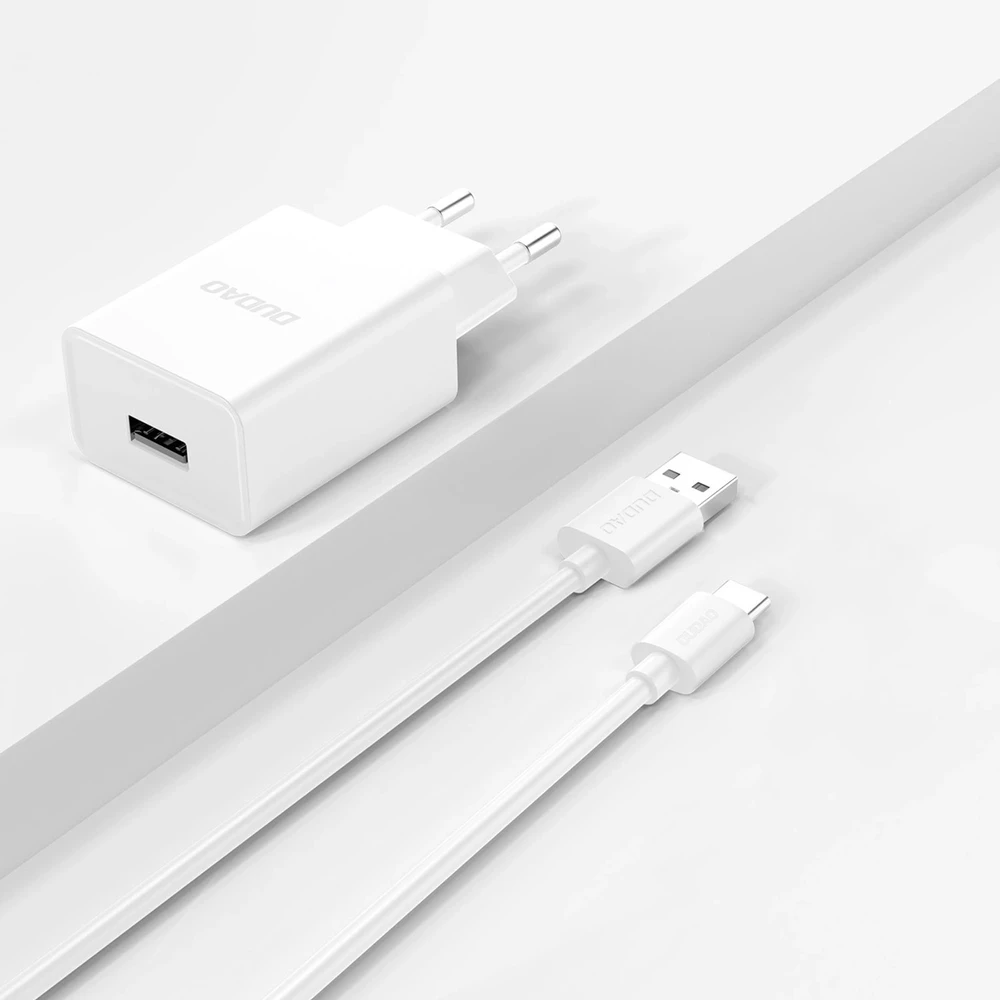 Įkroviklis Dudao (A4EU) + type-C kabelis (1xUSB 2.1A) baltas