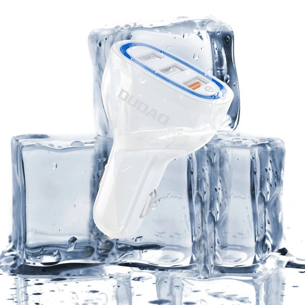 Automobilinis įkroviklis Dudao R7S, 3x USB, 18W (baltas)