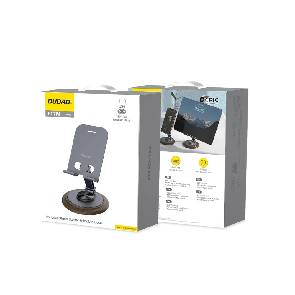 Dudao F17M 360° metalinis telefono stovas – pilkos spalvos